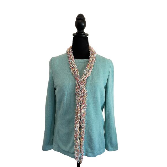 JSS Woman’s 3pcs suit Small knit wear blue teal wool blend USA classic luxury - Picture 4 of 16